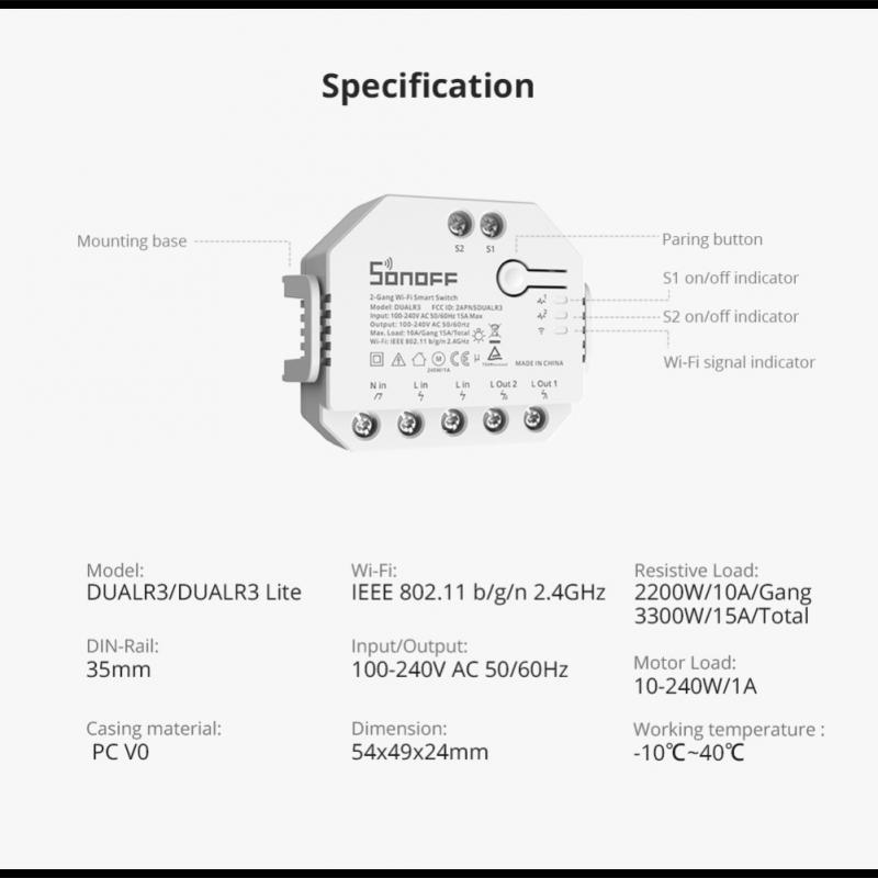1-8pcs Smart Switch SONOFF DUA - огляд і ціна Sonoff