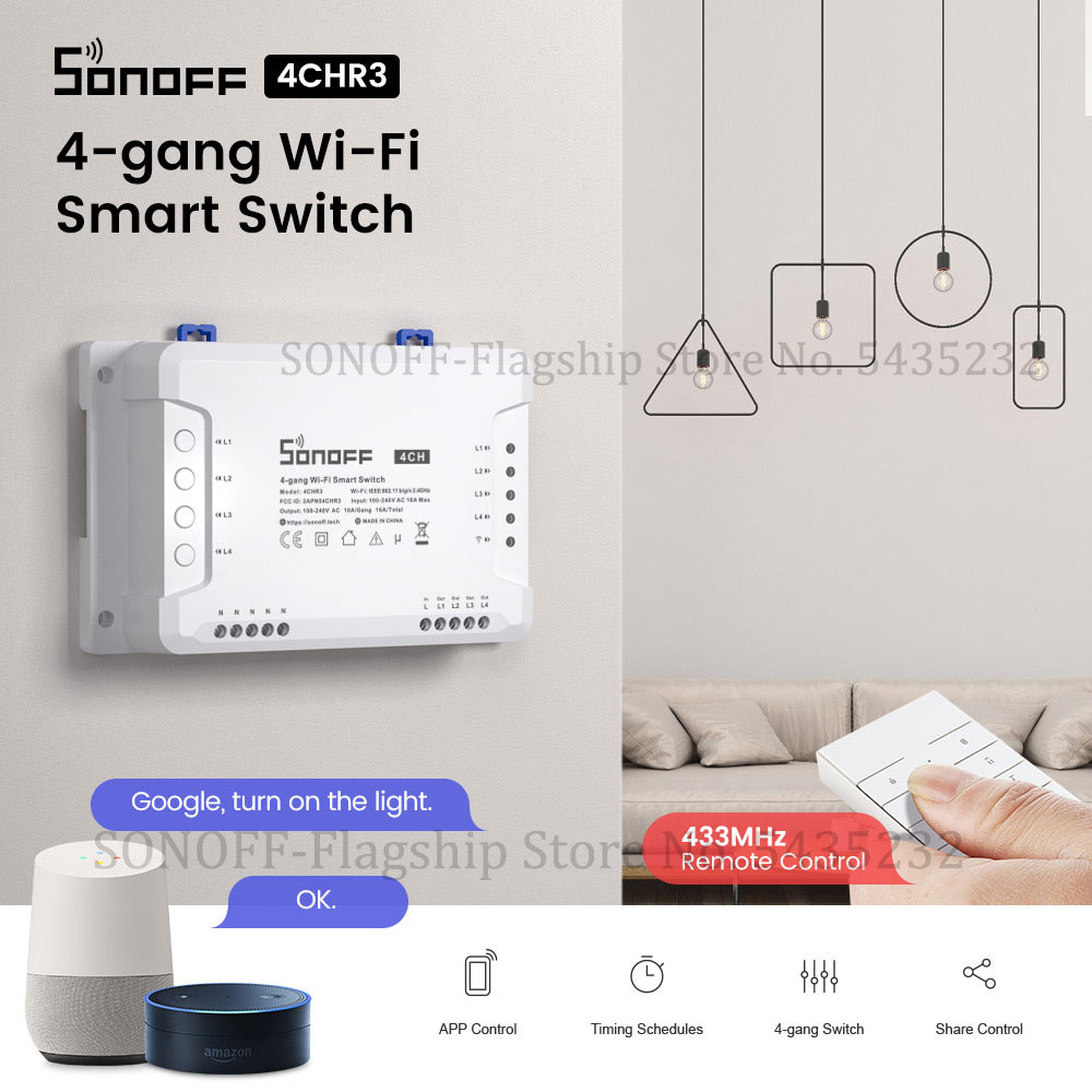 Itead SONOFF 4CH R3 Wifi Wirel - огляд і ціна Sonoff