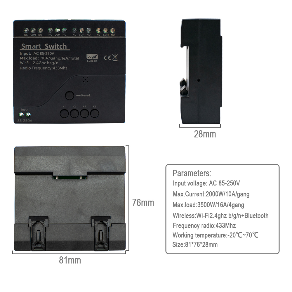 Tuya WIFI 4 Channel Smart Swit - огляд і ціна Tuya 4 Channel
