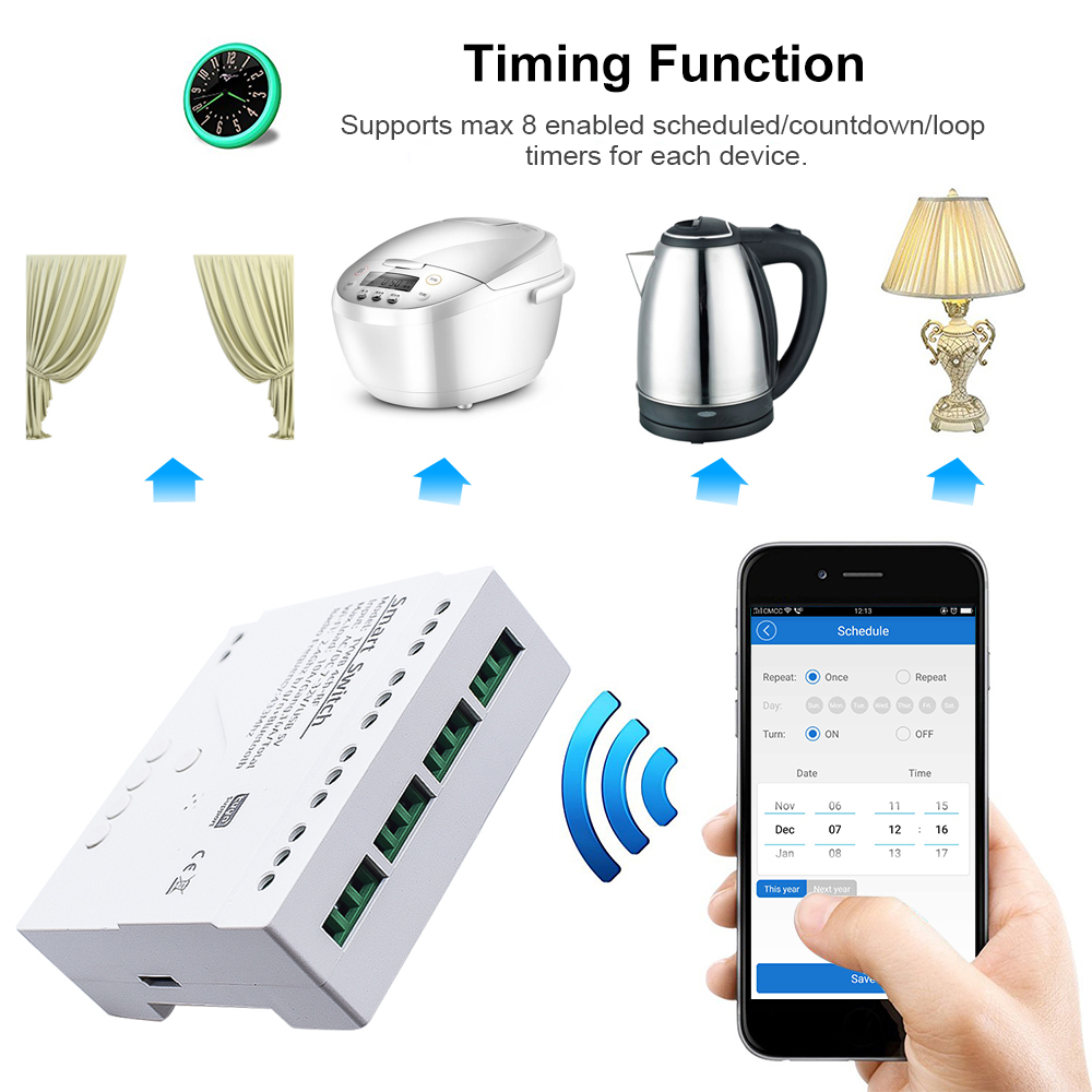 Wifi Smart Light Switch 4CH Md - огляд і ціна Tuya 4 Channel