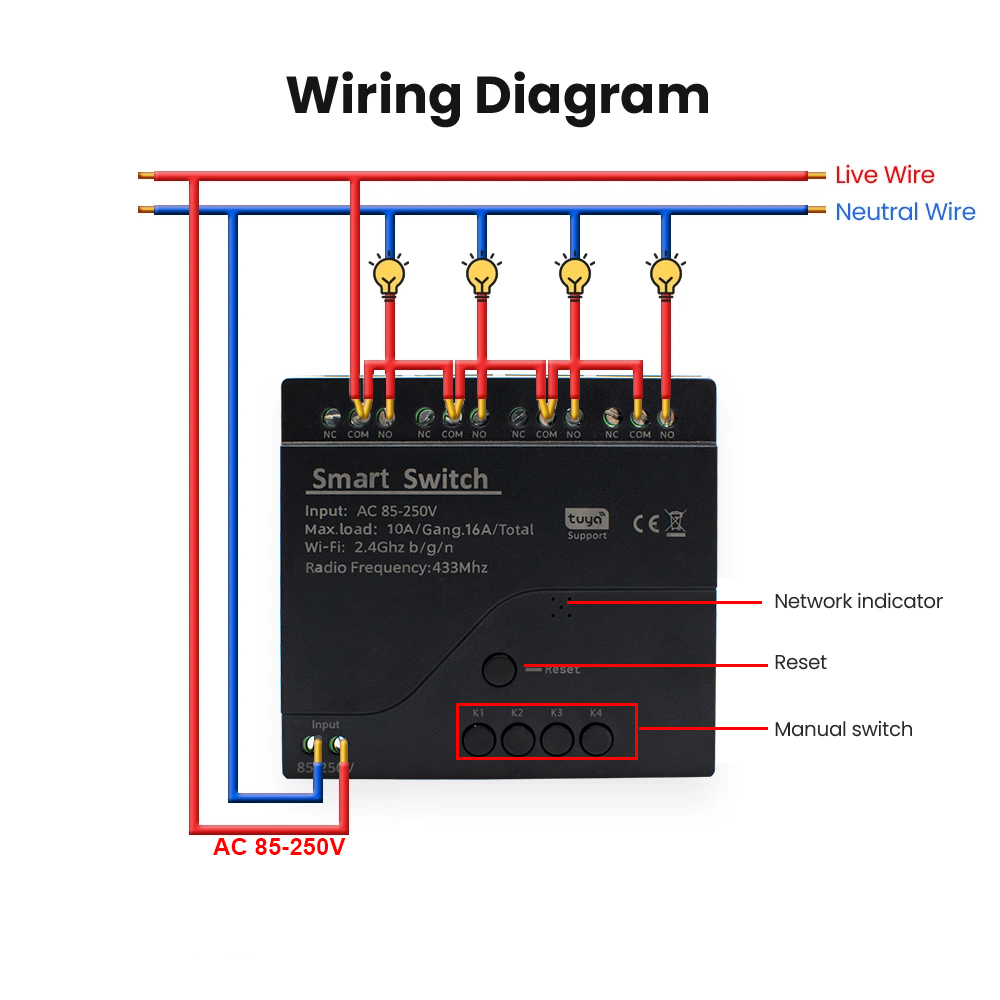 4CH WiFi Relay Module Tuya Sma - огляд і ціна Tuya 4 Channel